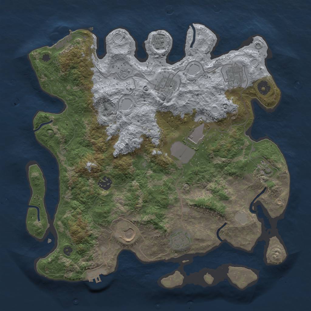 Rust Map: Procedural Map, Size: 3500, Seed: 36884868, 16 Monuments