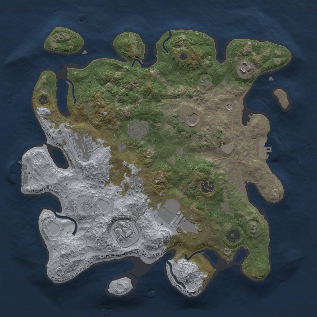 Rust Map: Procedural Map, Size: 3500, Seed: 78162011, 17 Monuments