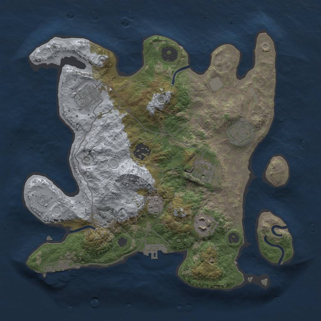Rust Map: Procedural Map, Size: 3000, Seed: 1249034539, 15 Monuments