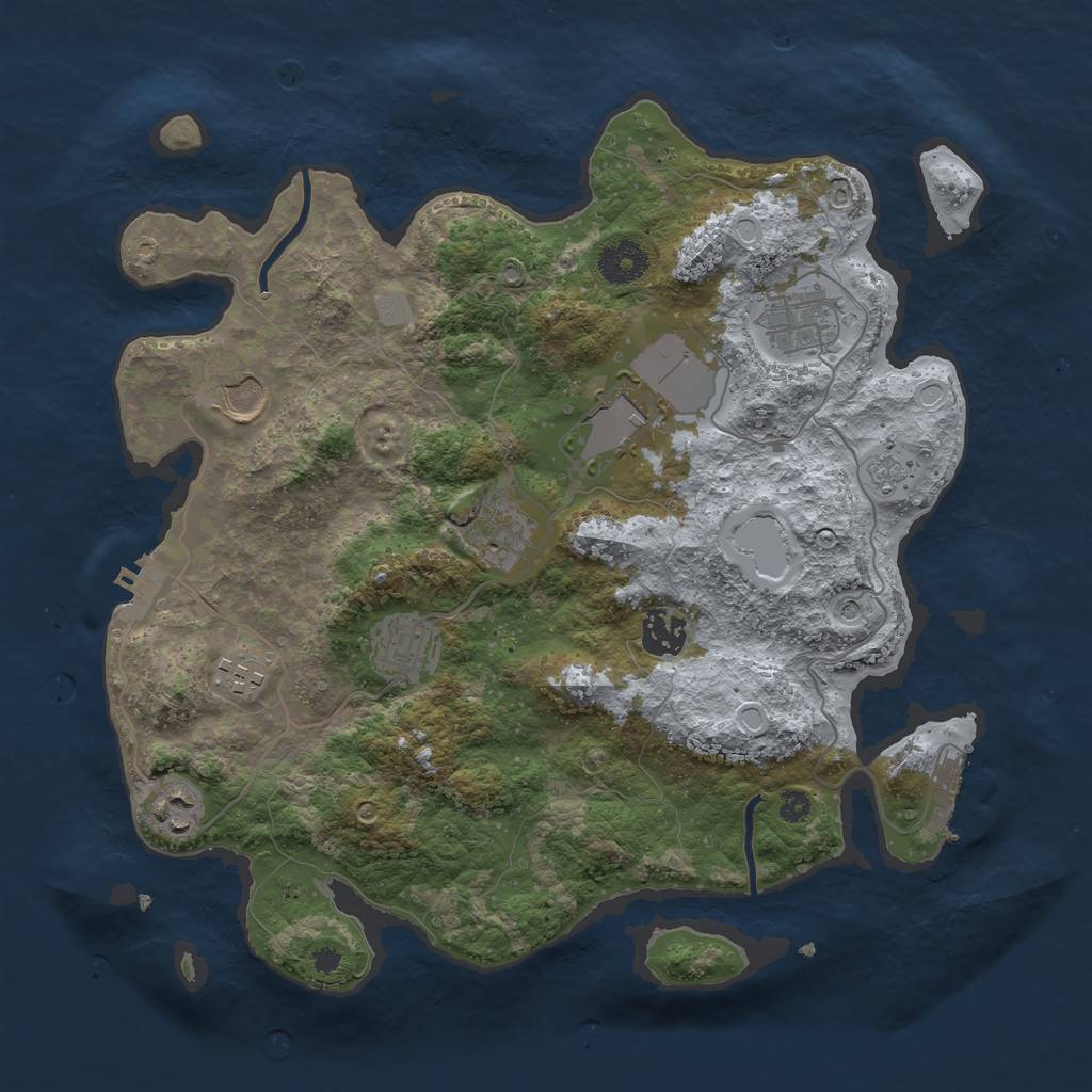 Rust Map: Procedural Map, Size: 3500, Seed: 6143507, 17 Monuments