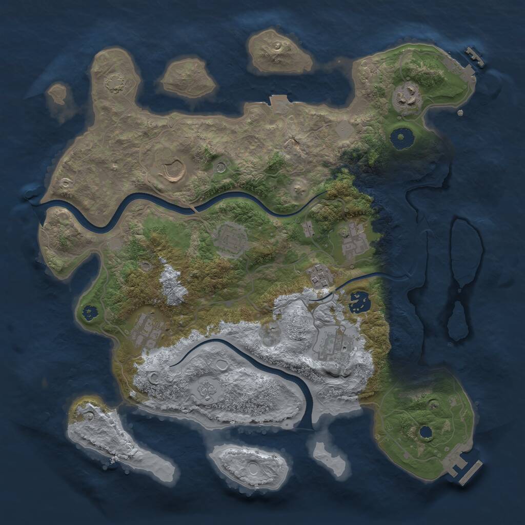 Rust Map: Procedural Map, Size: 3500, Seed: 24991832, 14 Monuments
