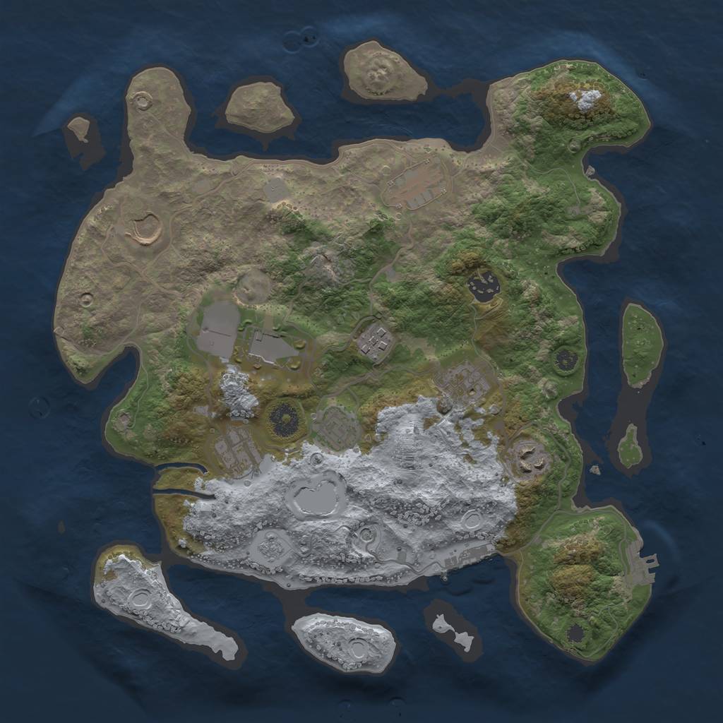 Rust Map: Procedural Map, Size: 3500, Seed: 24991832, 18 Monuments