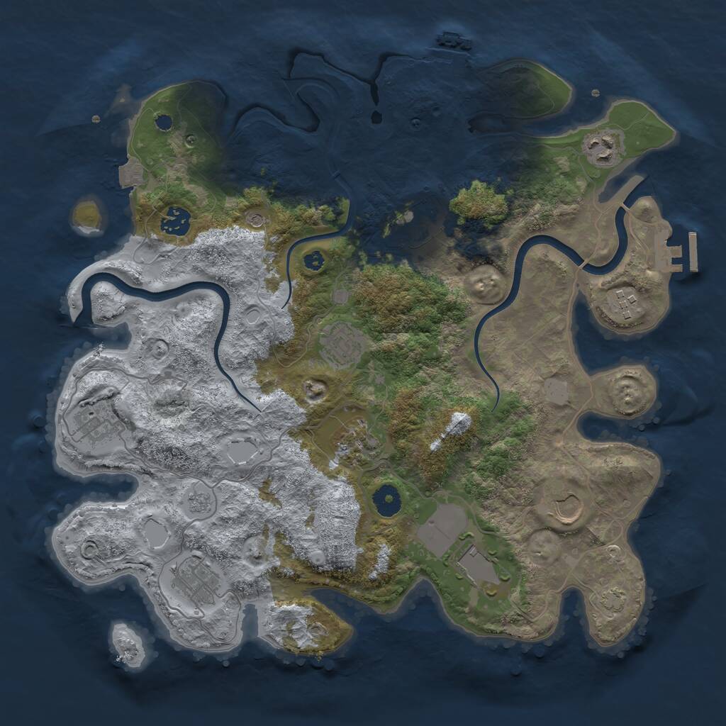 Rust Map: Procedural Map, Size: 3700, Seed: 1040704754, 16 Monuments