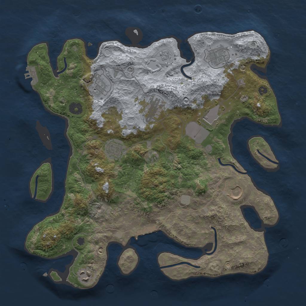 Rust Map: Procedural Map, Size: 3500, Seed: 559671684, 16 Monuments