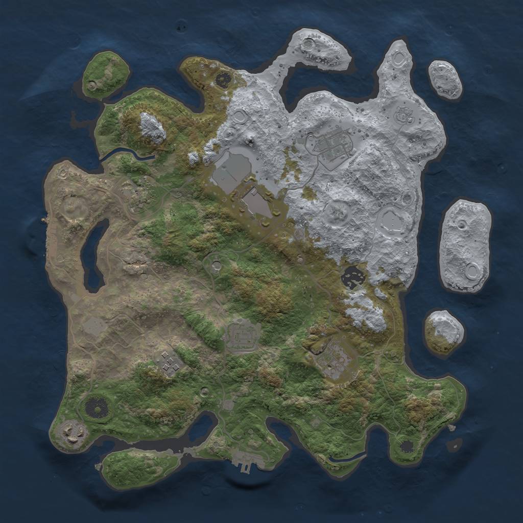 Rust Map: Procedural Map, Size: 3500, Seed: 47085688, 17 Monuments