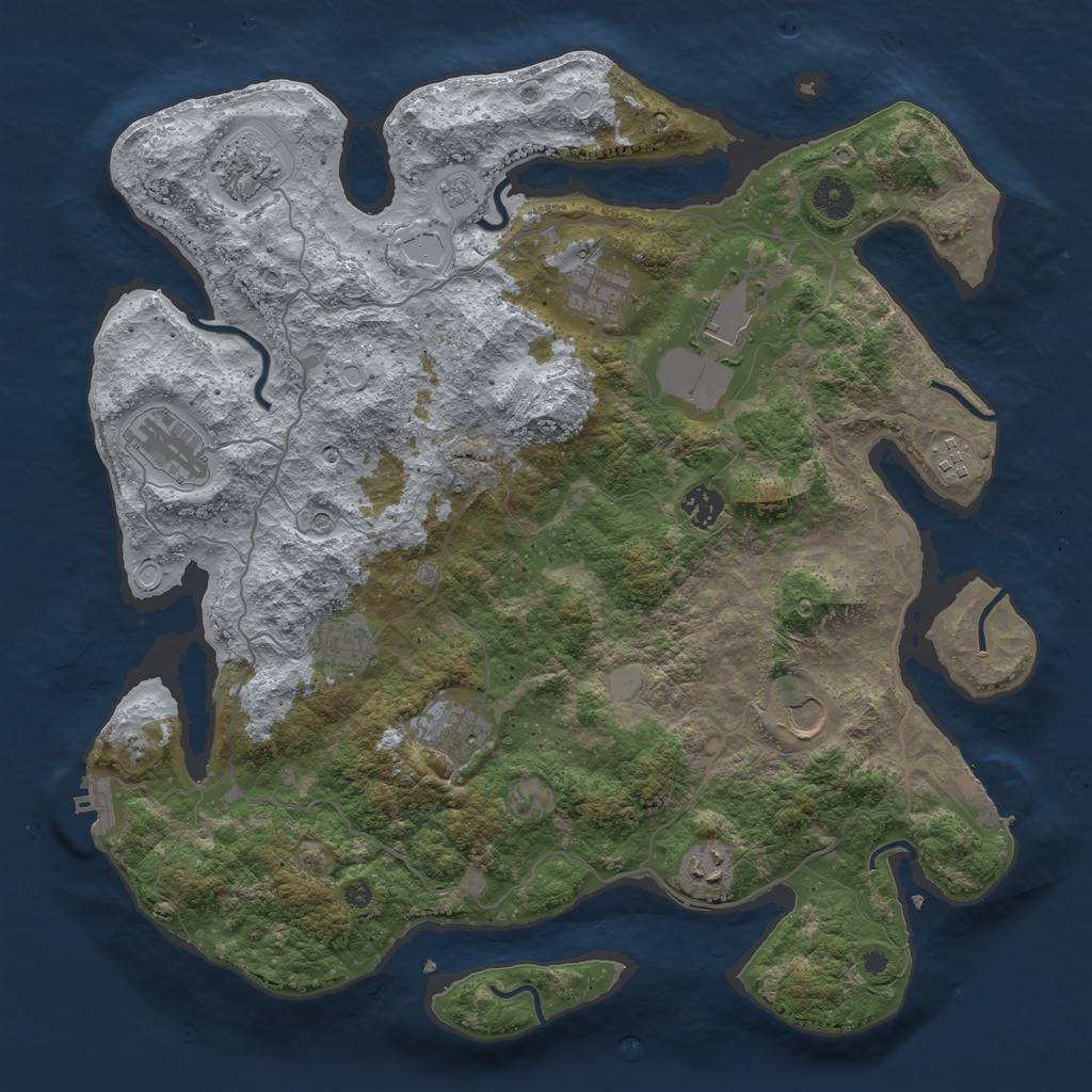 Rust Map: Procedural Map, Size: 4000, Seed: 364537, 19 Monuments