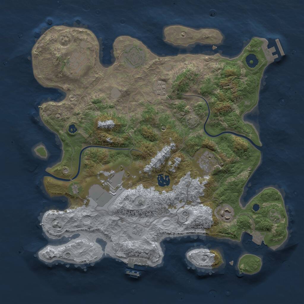 Rust Map: Procedural Map, Size: 3500, Seed: 33094531, 13 Monuments