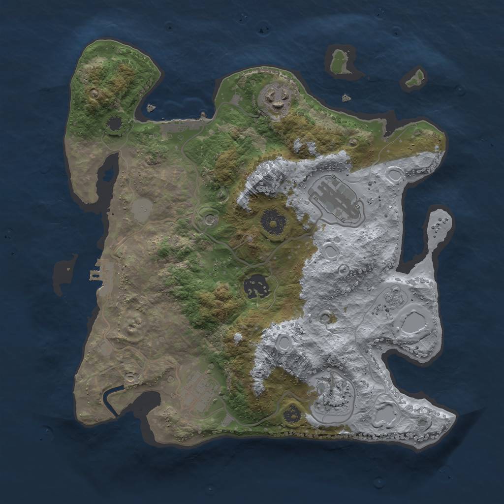 Rust Map: Procedural Map, Size: 3000, Seed: 1329285304, 12 Monuments