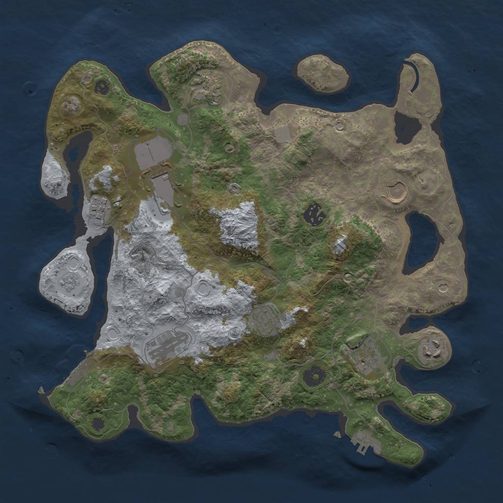 Rust Map: Procedural Map, Size: 3500, Seed: 17575135, 18 Monuments