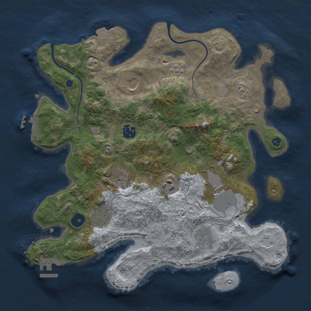 Rust Map: Procedural Map, Size: 3500, Seed: 2324, 14 Monuments