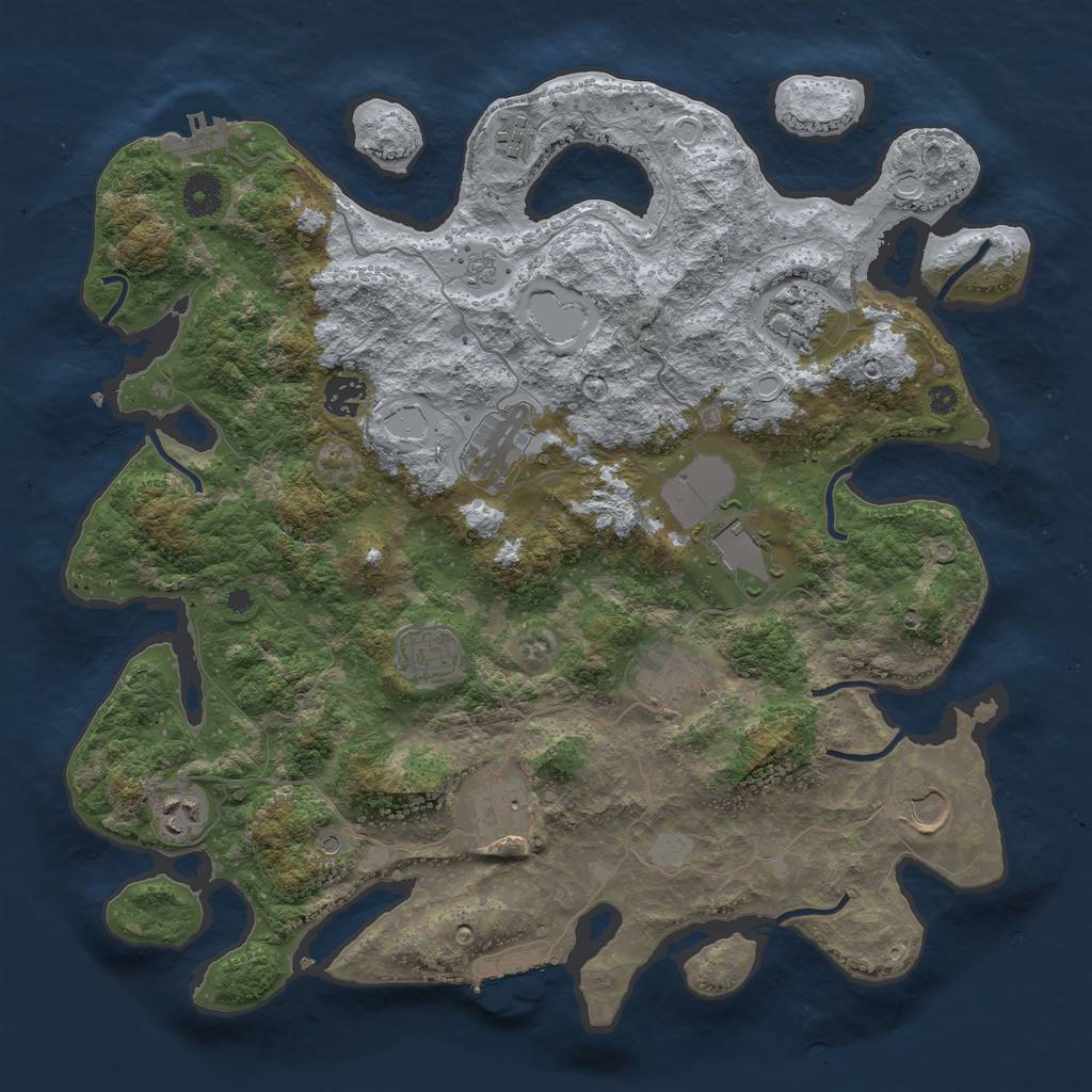 Rust Map: Procedural Map, Size: 3850, Seed: 133647775, 19 Monuments