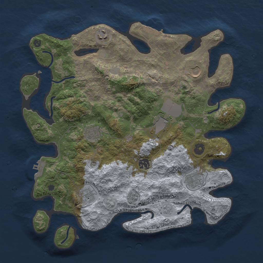 Rust Map: Procedural Map, Size: 3500, Seed: 84909373, 17 Monuments