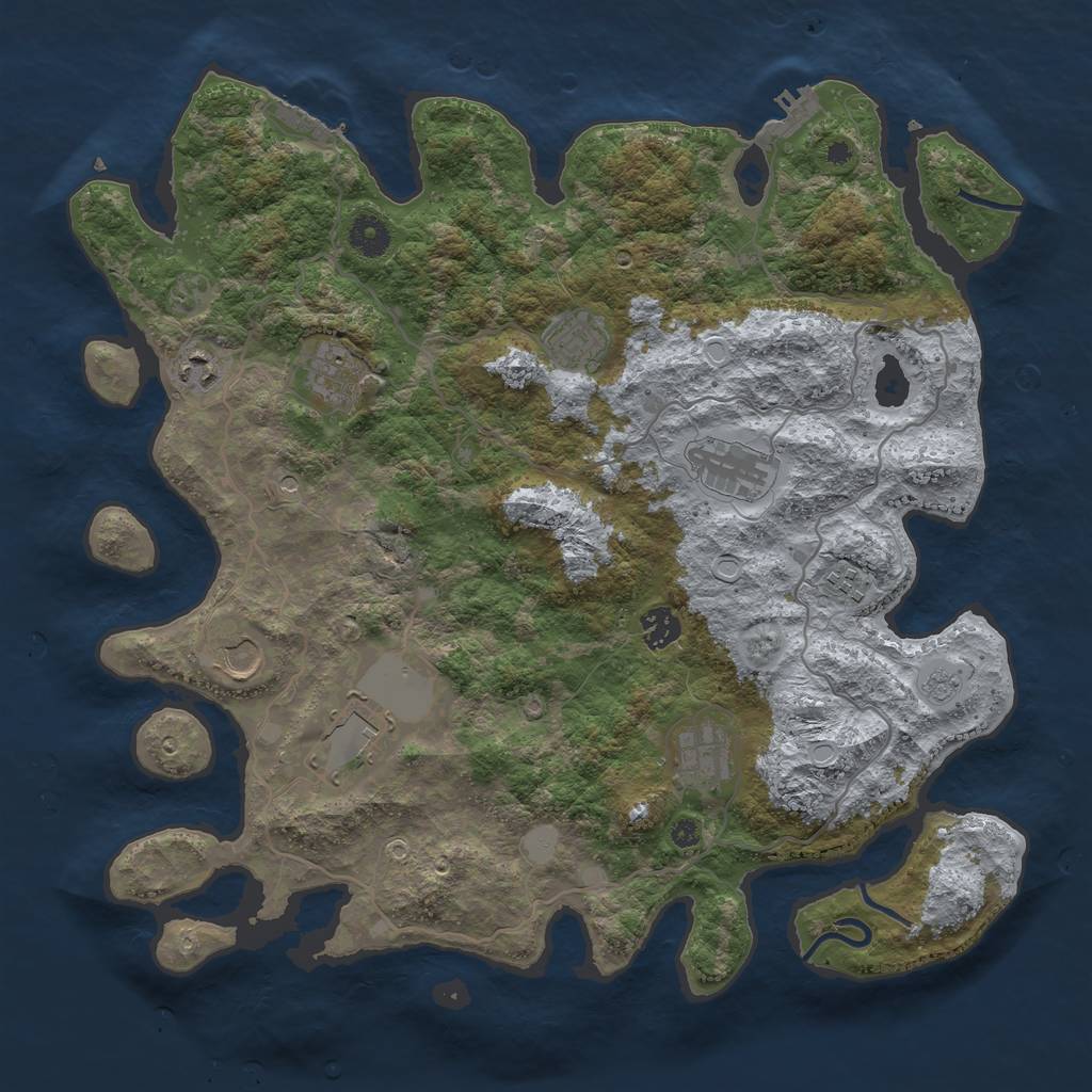 Rust Map: Procedural Map, Size: 4000, Seed: 78965, 18 Monuments