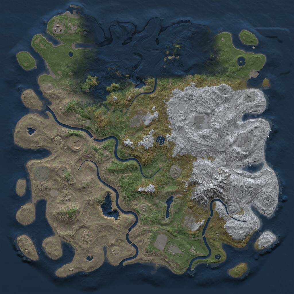 Rust Map: Procedural Map, Size: 5000, Seed: 9457, 16 Monuments