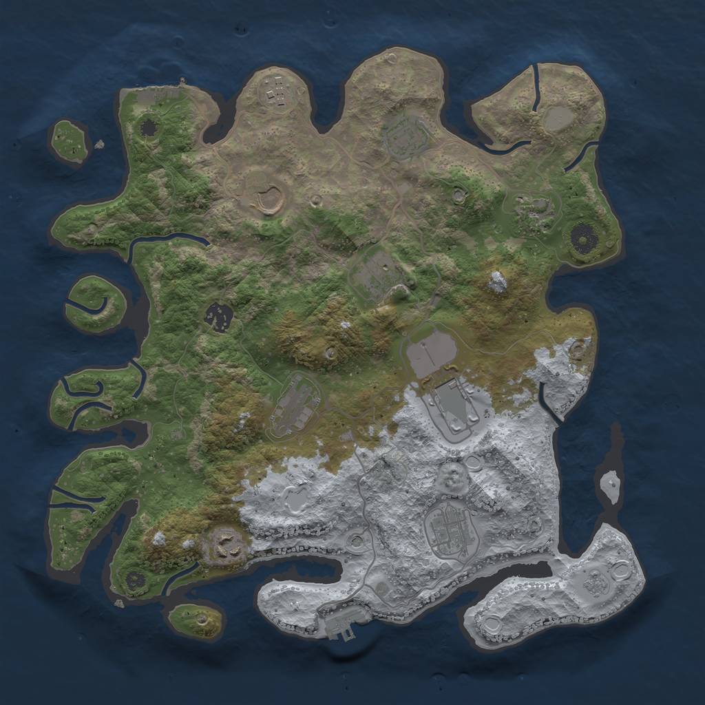 Rust Map: Procedural Map, Size: 3700, Seed: 682591878, 19 Monuments
