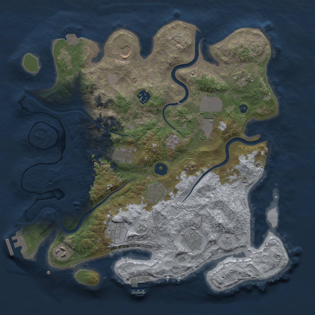 Rust Map: Procedural Map, Size: 3700, Seed: 682591878, 16 Monuments