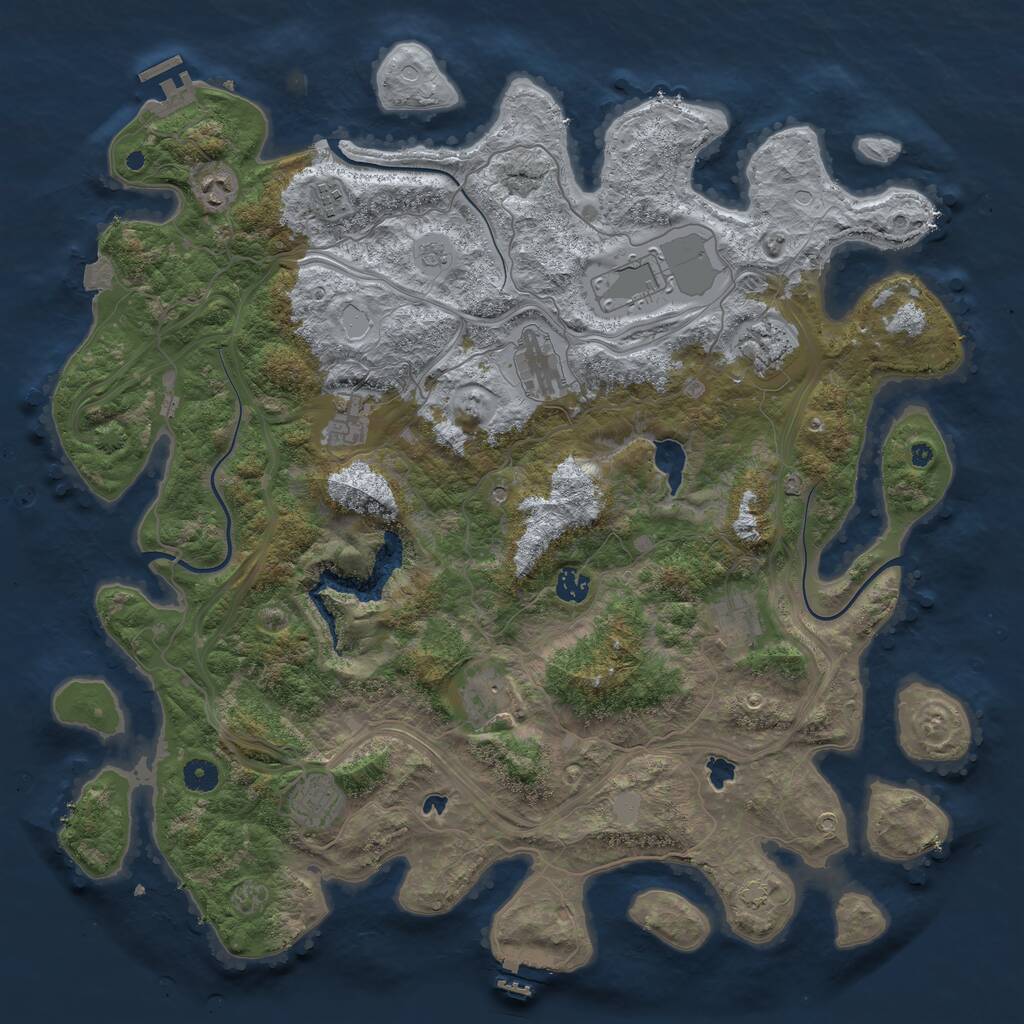 Rust Map: Procedural Map, Size: 4500, Seed: 1827915123, 16 Monuments
