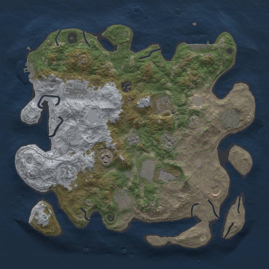 Rust Map: Procedural Map, Size: 3700, Seed: 500161406, 19 Monuments