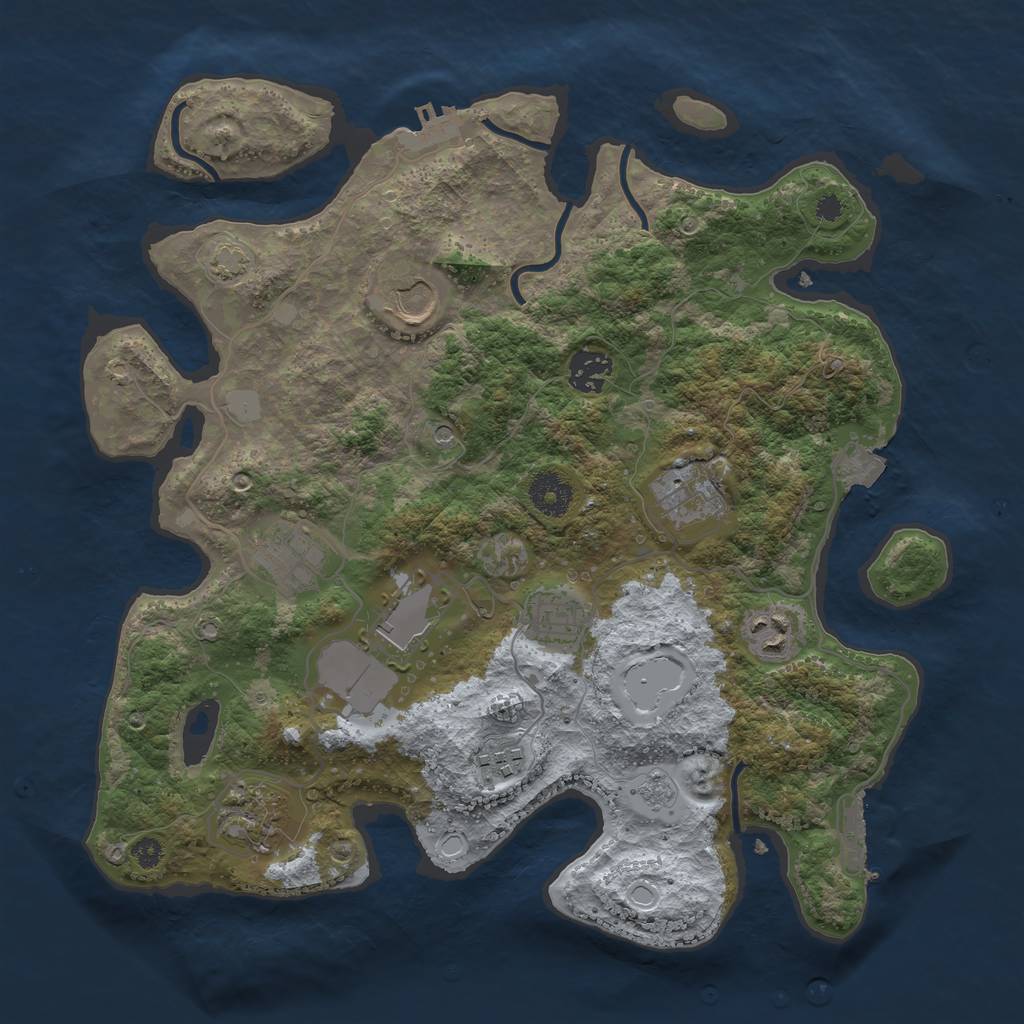 Rust Map: Procedural Map, Size: 3500, Seed: 227225294, 17 Monuments