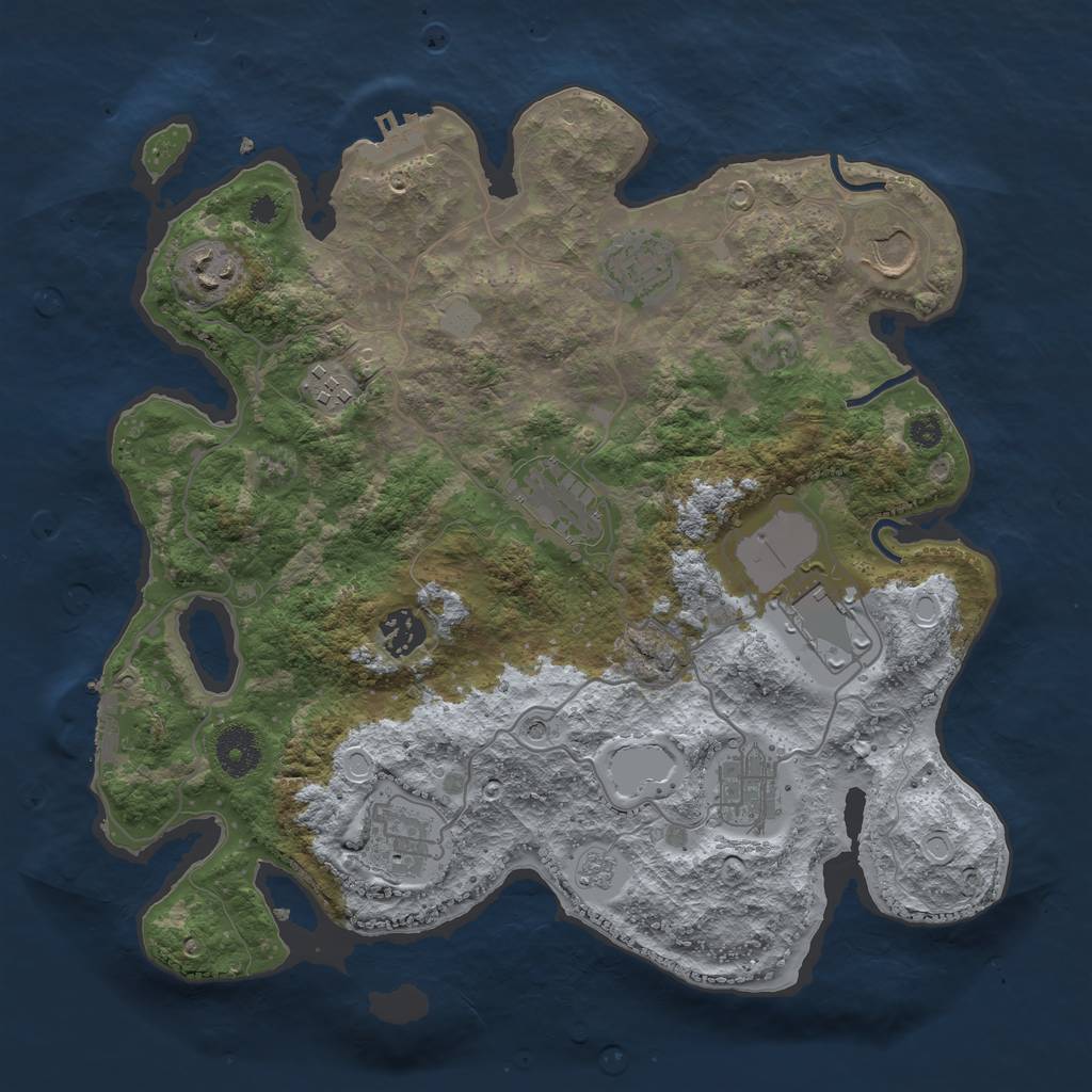 Rust Map: Procedural Map, Size: 3500, Seed: 3245566, 18 Monuments