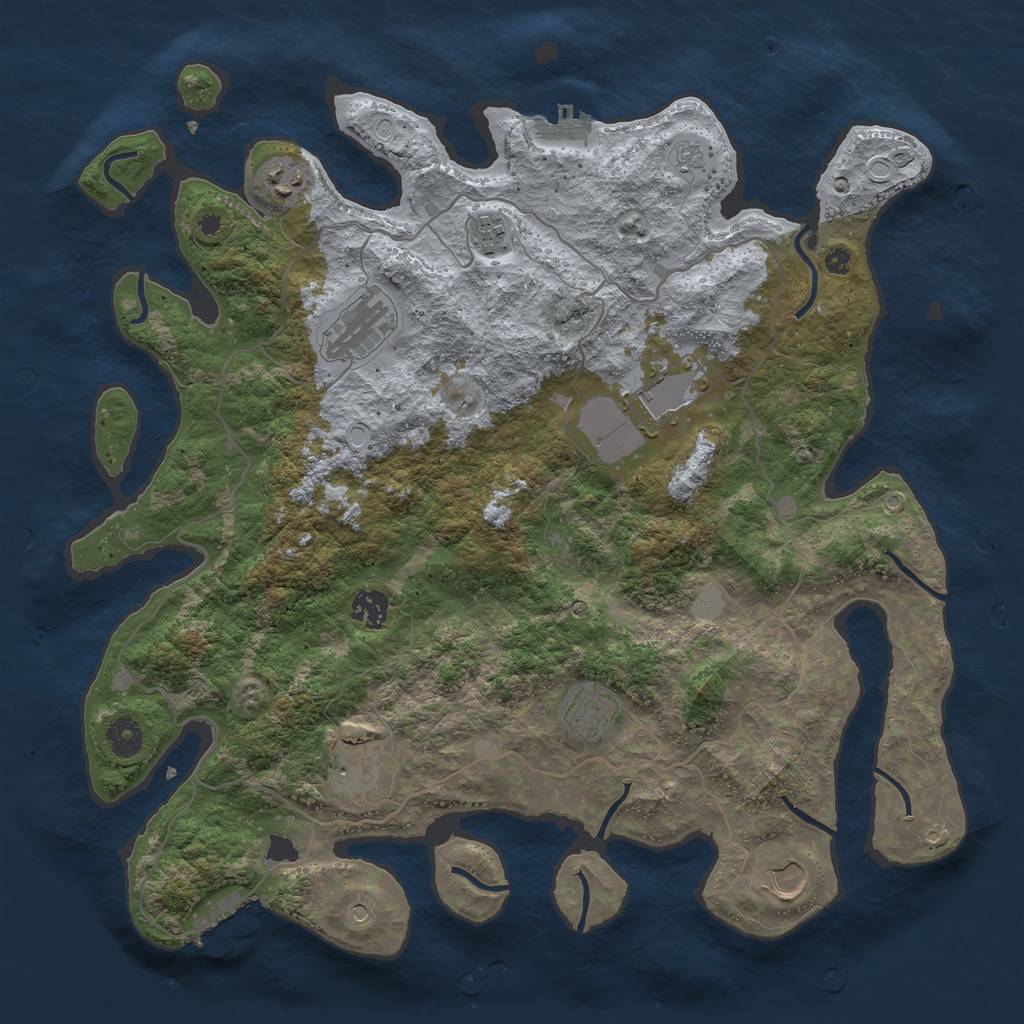 Rust Map: Procedural Map, Size: 4000, Seed: 88821888, 17 Monuments