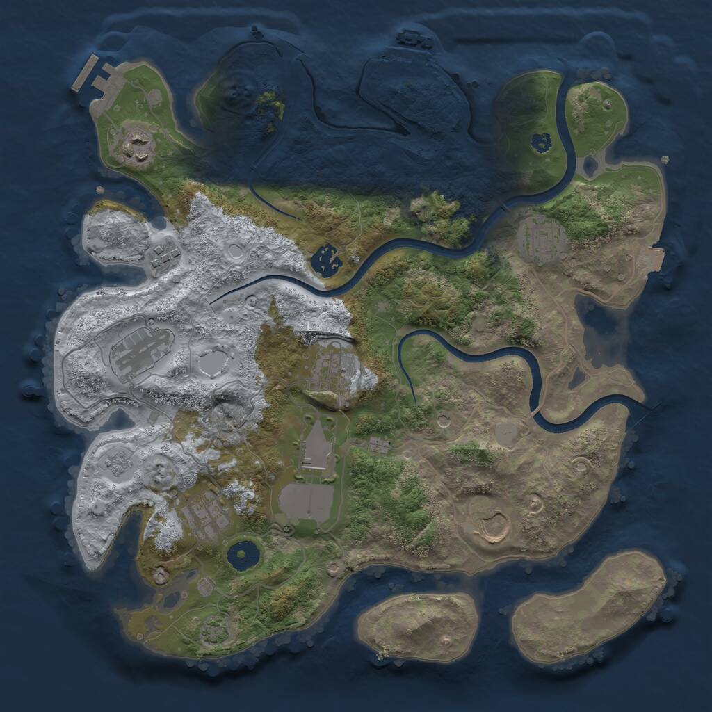 Rust Map: Procedural Map, Size: 3500, Seed: 8942508, 15 Monuments