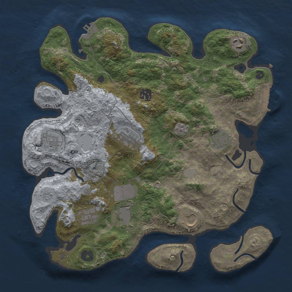 Rust Map: Procedural Map, Size: 3500, Seed: 8942508, 16 Monuments