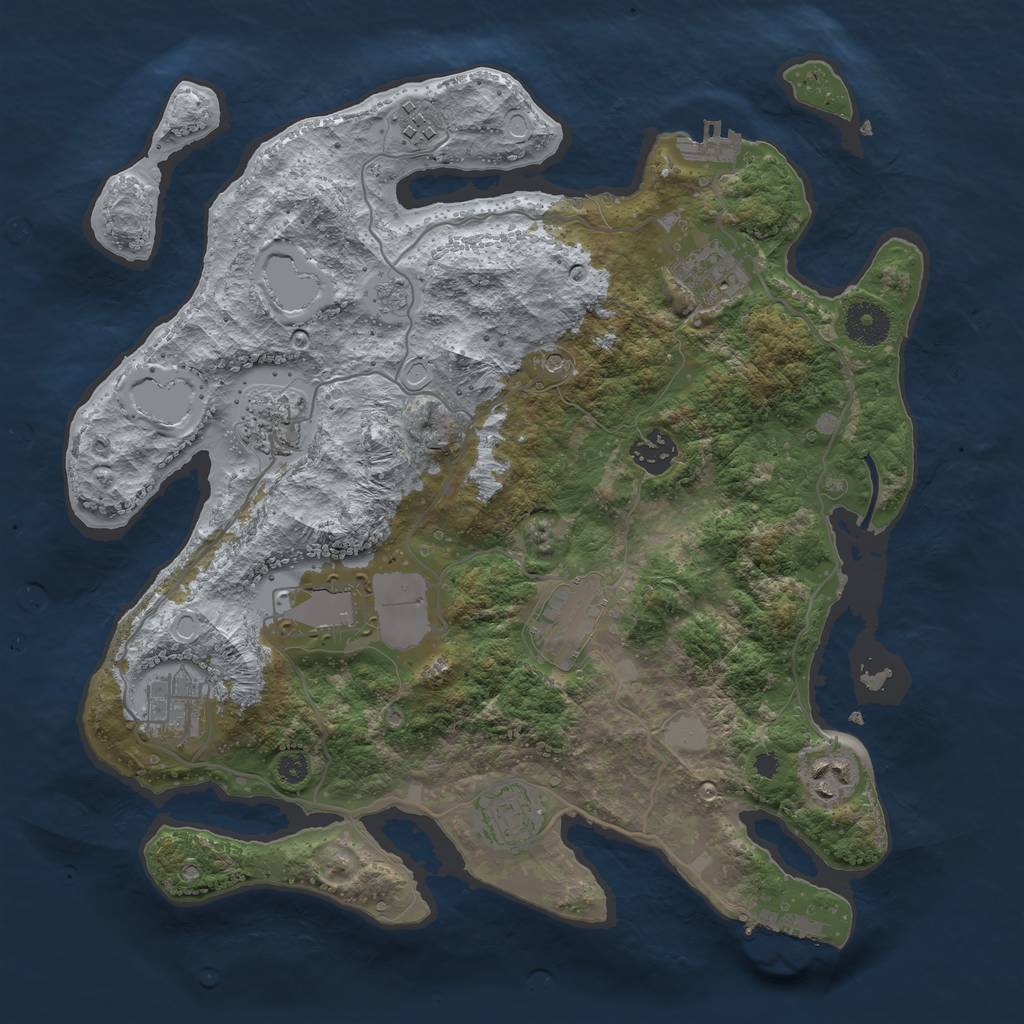 Rust Map: Procedural Map, Size: 3500, Seed: 74715958, 18 Monuments