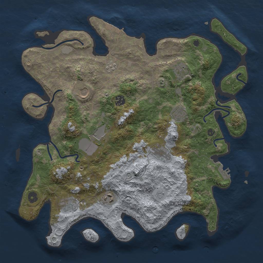 Rust Map: Procedural Map, Size: 3750, Seed: 823480446, 18 Monuments