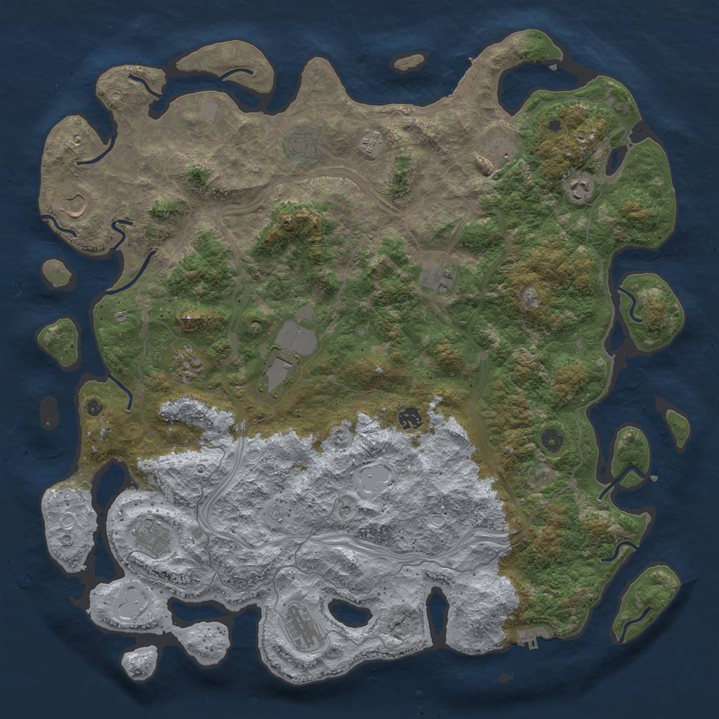 Rust Map: Procedural Map, Size: 4800, Seed: 1127434856, 20 Monuments
