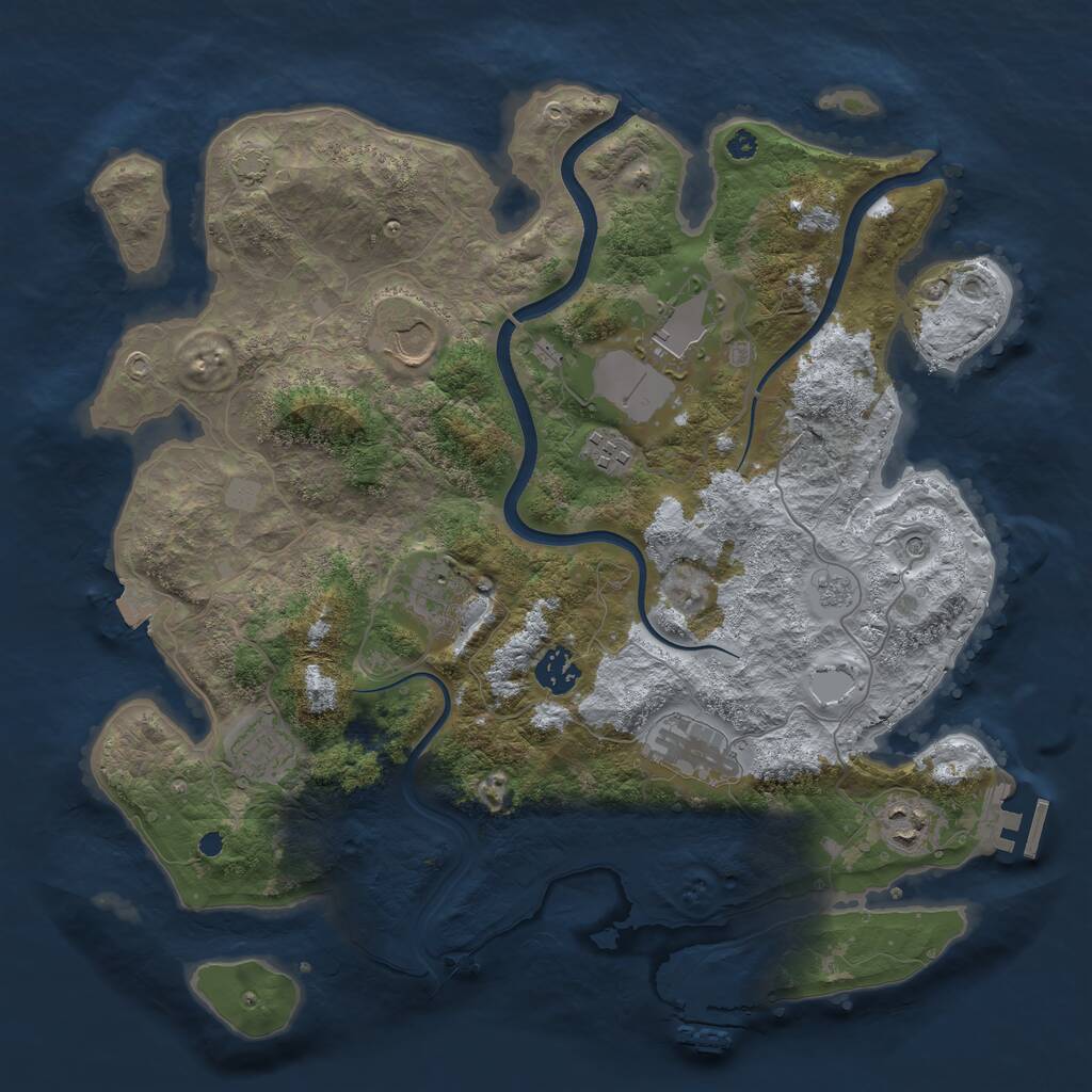 Rust Map: Procedural Map, Size: 3700, Seed: 2093353302, 14 Monuments