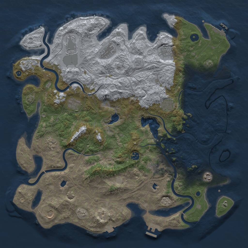 Rust Map: Procedural Map, Size: 4500, Seed: 382313871, 17 Monuments