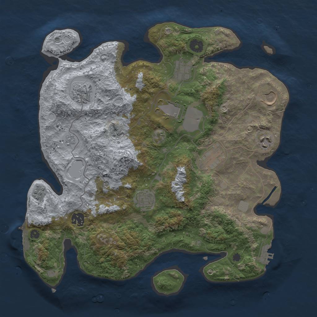 Rust Map: Procedural Map, Size: 3500, Seed: 8648141, 18 Monuments