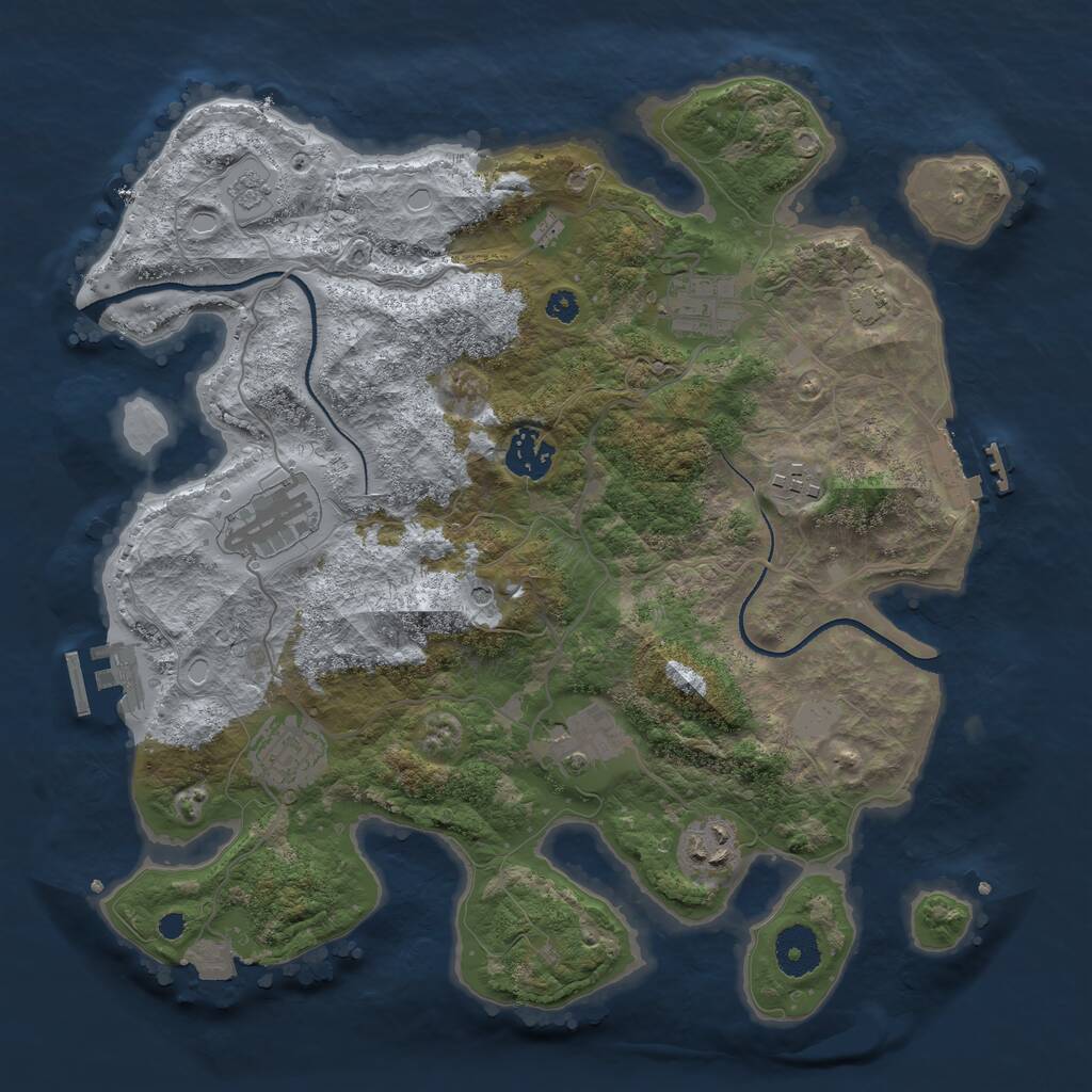 Rust Map: Procedural Map, Size: 3400, Seed: 1129238411, 13 Monuments