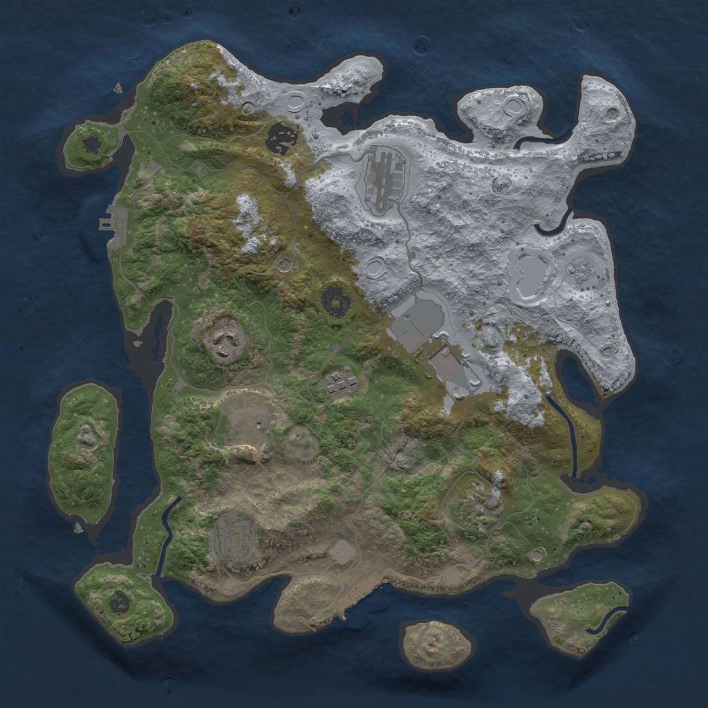Rust Map: Procedural Map, Size: 3500, Seed: 92068250, 17 Monuments