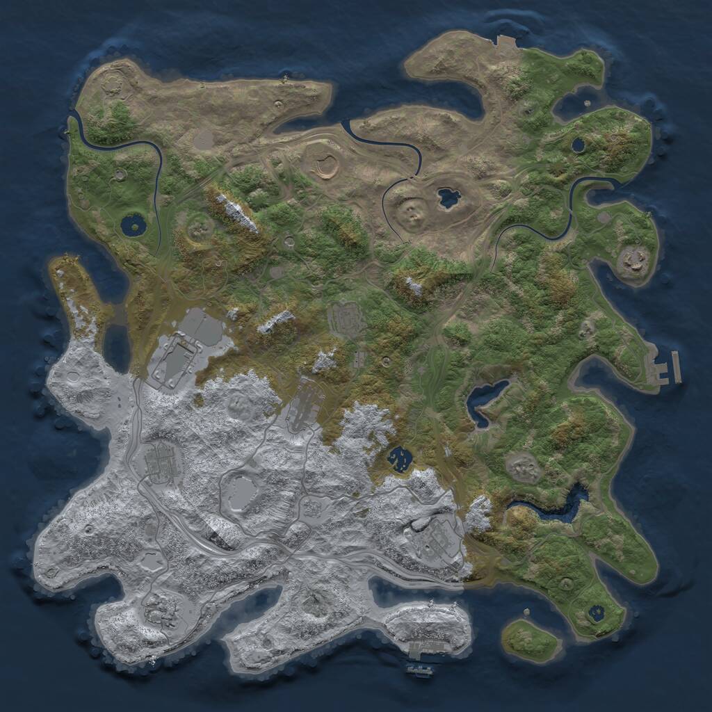 Rust Map: Procedural Map, Size: 4444, Seed: 999999, 15 Monuments