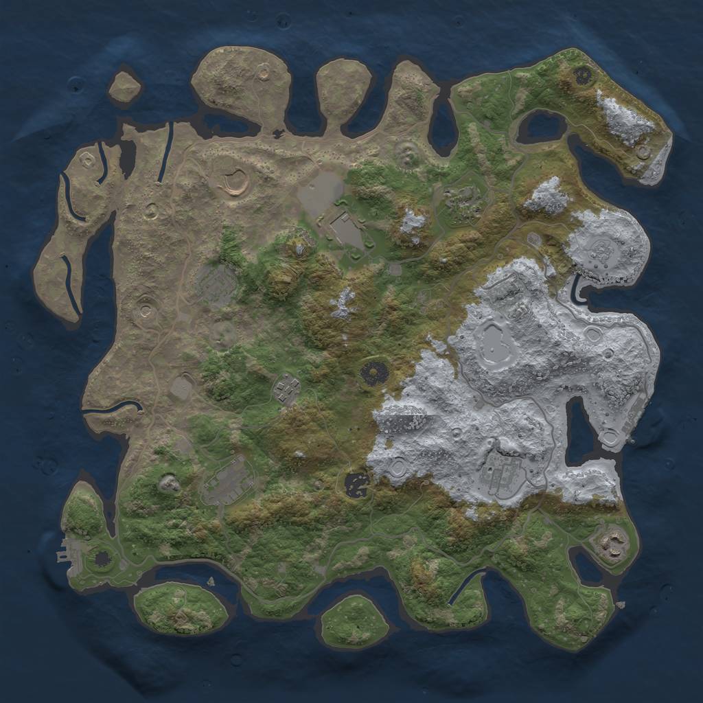 Rust Map: Procedural Map, Size: 4000, Seed: 852522982, 18 Monuments