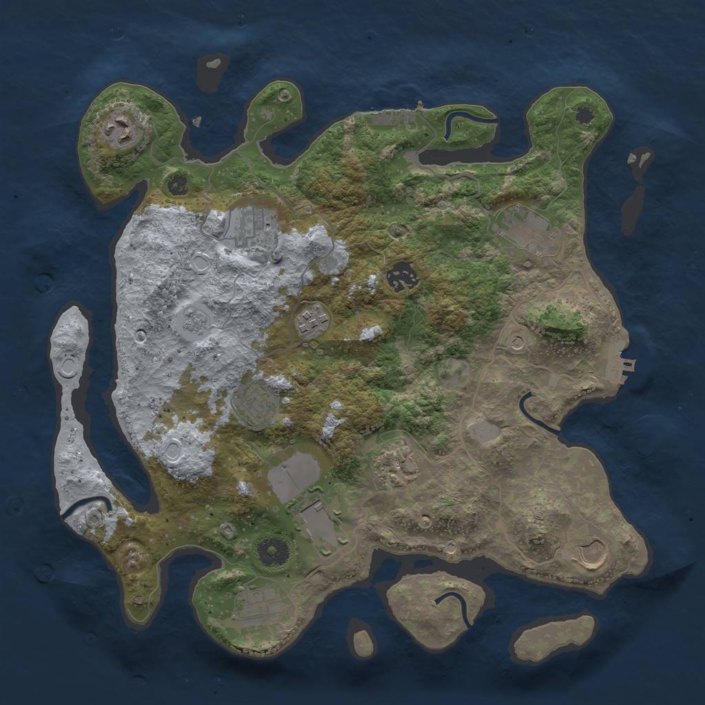 Rust Map: Procedural Map, Size: 3500, Seed: 70782116, 19 Monuments