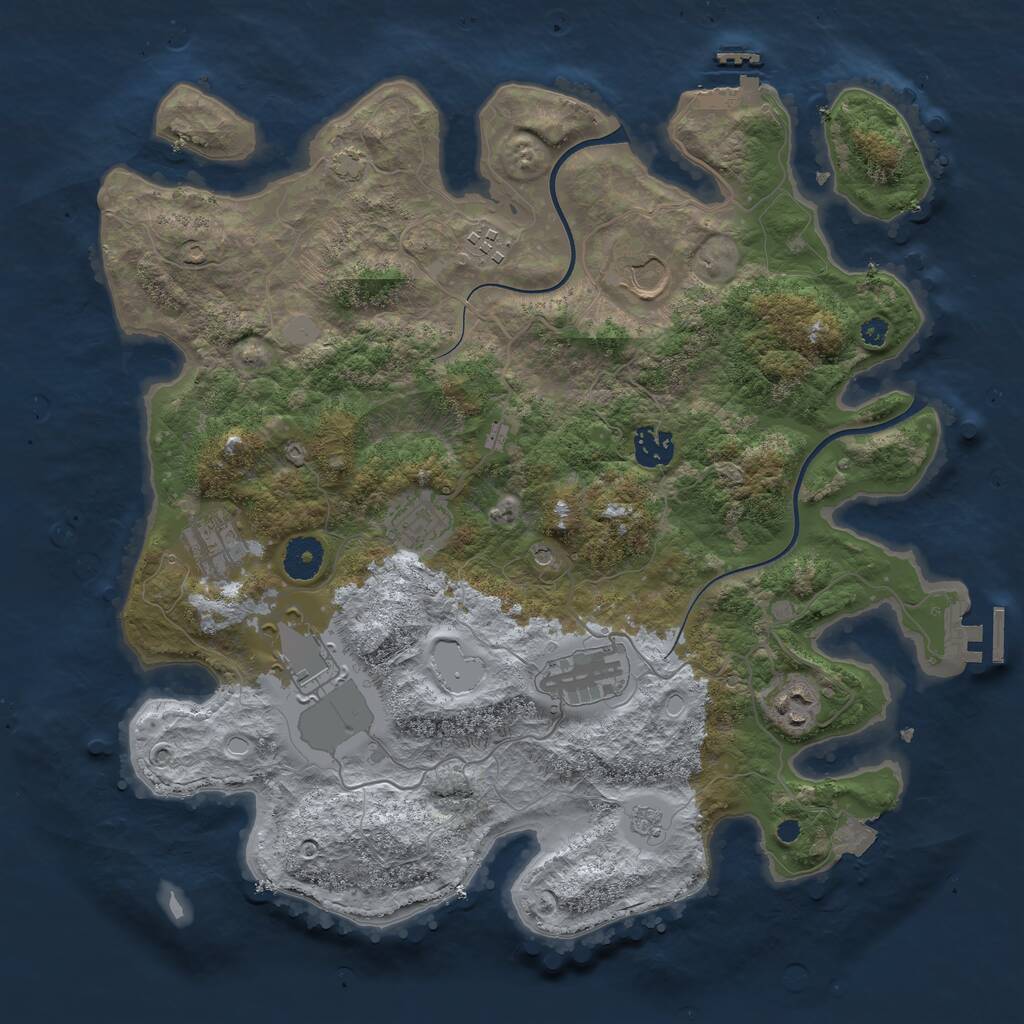 Rust Map: Procedural Map, Size: 3700, Seed: 1258455946, 14 Monuments