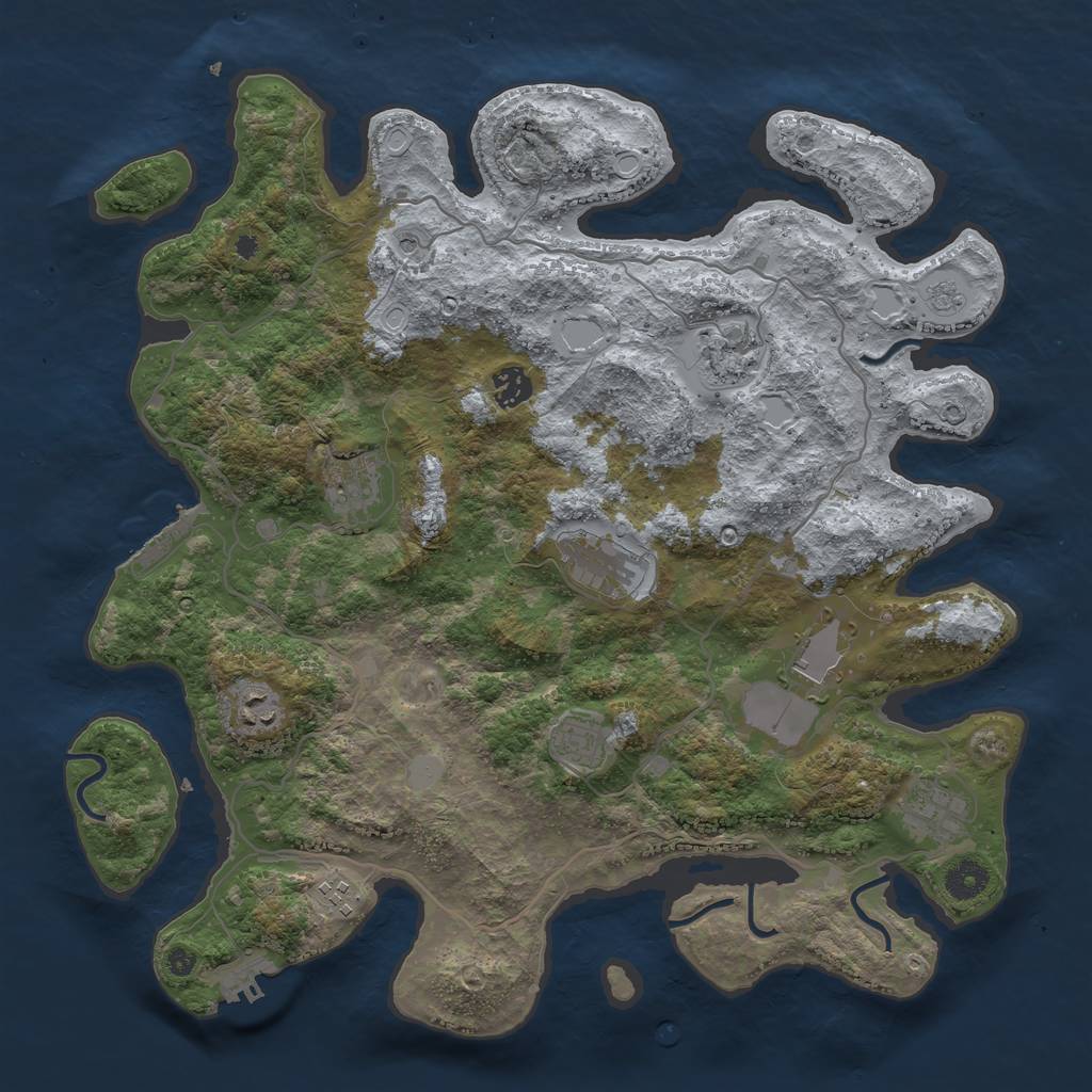 Rust Map: Procedural Map, Size: 4000, Seed: 674325, 18 Monuments