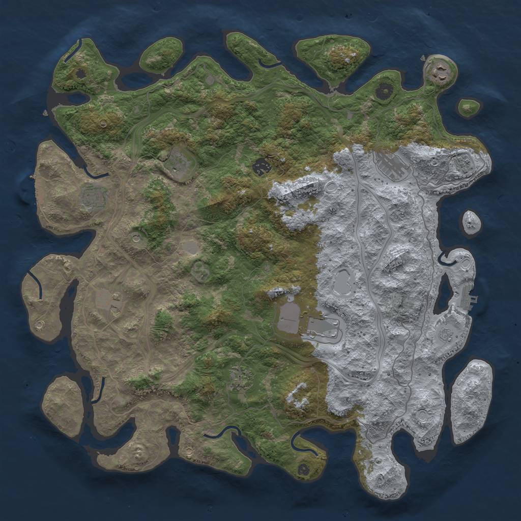 Rust Map: Procedural Map, Size: 4500, Seed: 49681135, 18 Monuments