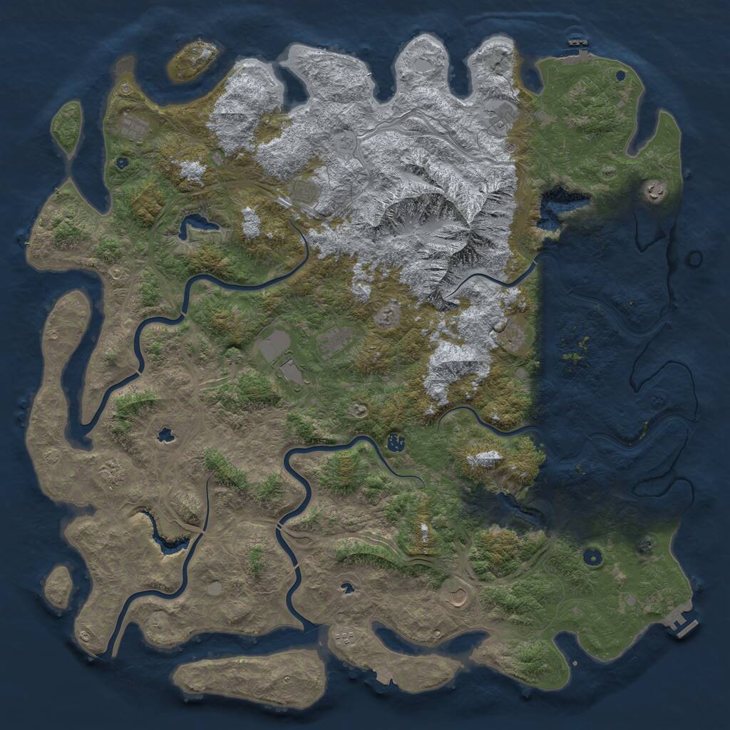 Rust Map: Procedural Map, Size: 6000, Seed: 72621, 17 Monuments
