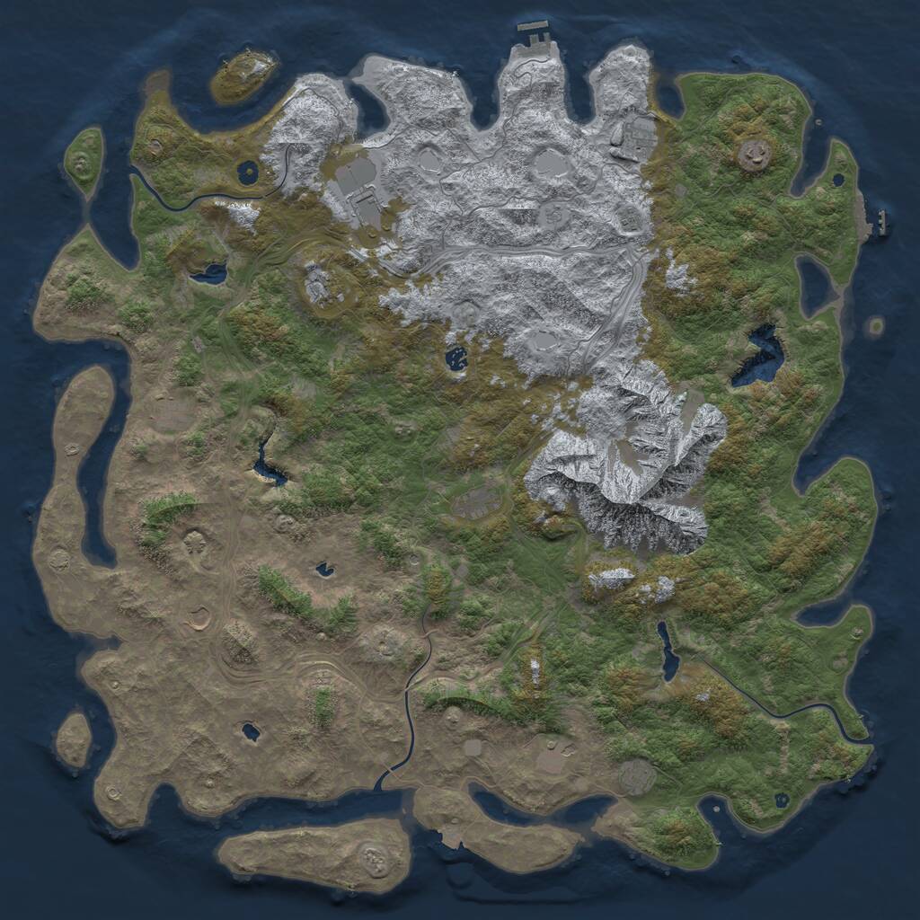 Rust Map: Procedural Map, Size: 6000, Seed: 72621, 17 Monuments