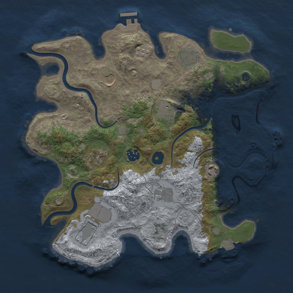 Rust Map: Procedural Map, Size: 3500, Seed: 359745916, 15 Monuments