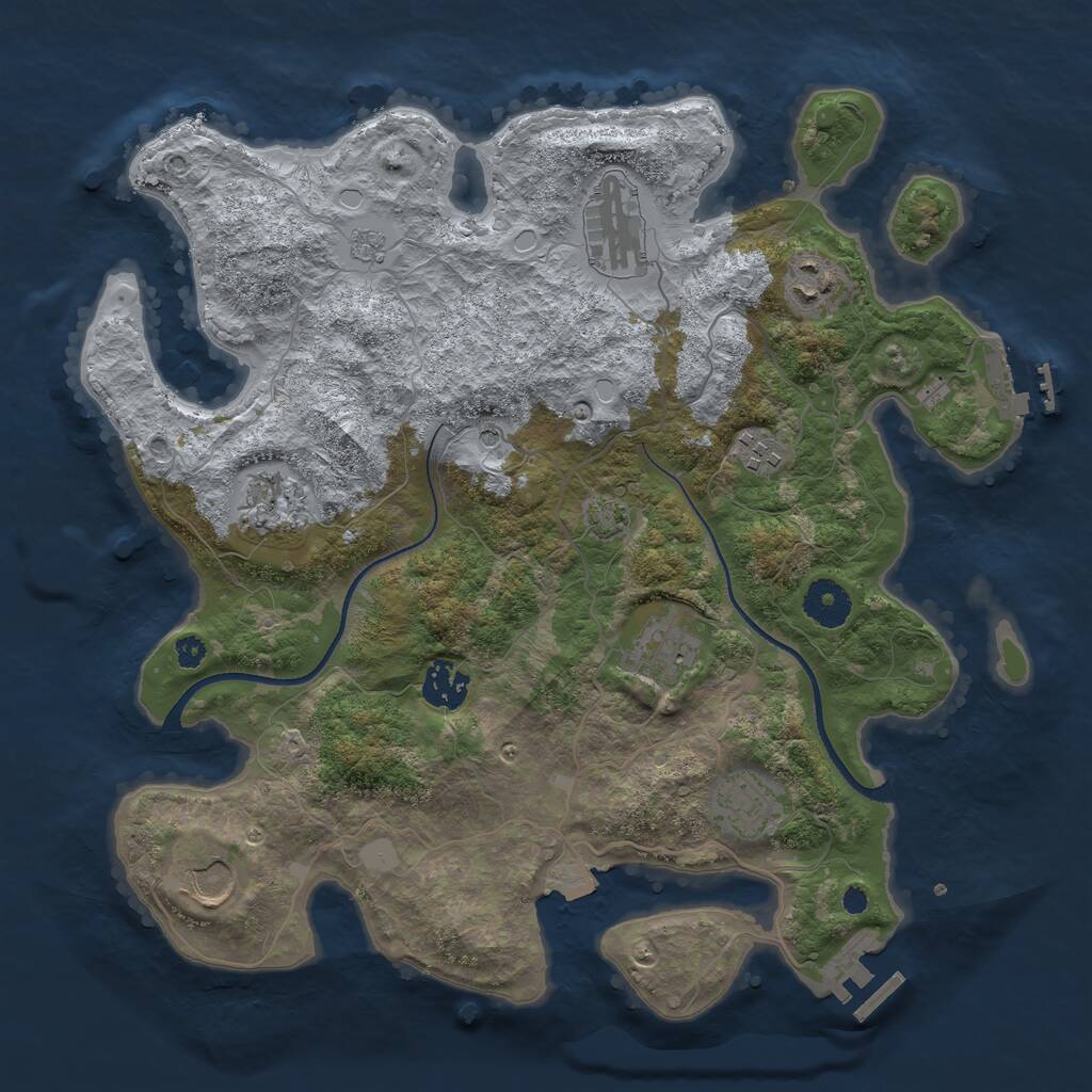 Rust Map: Procedural Map, Size: 3500, Seed: 282437103, 14 Monuments