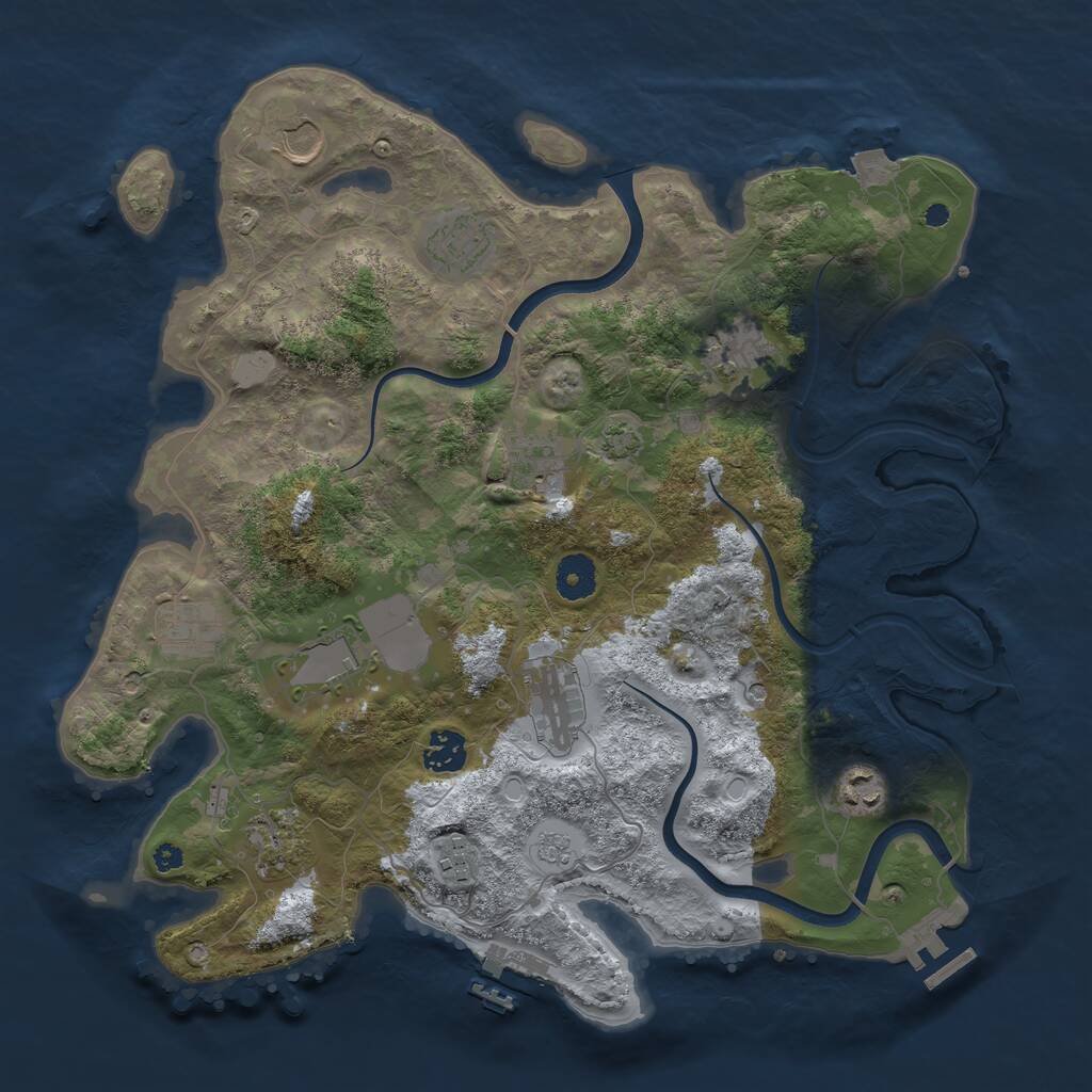 Rust Map: Procedural Map, Size: 3750, Seed: 154785648, 17 Monuments