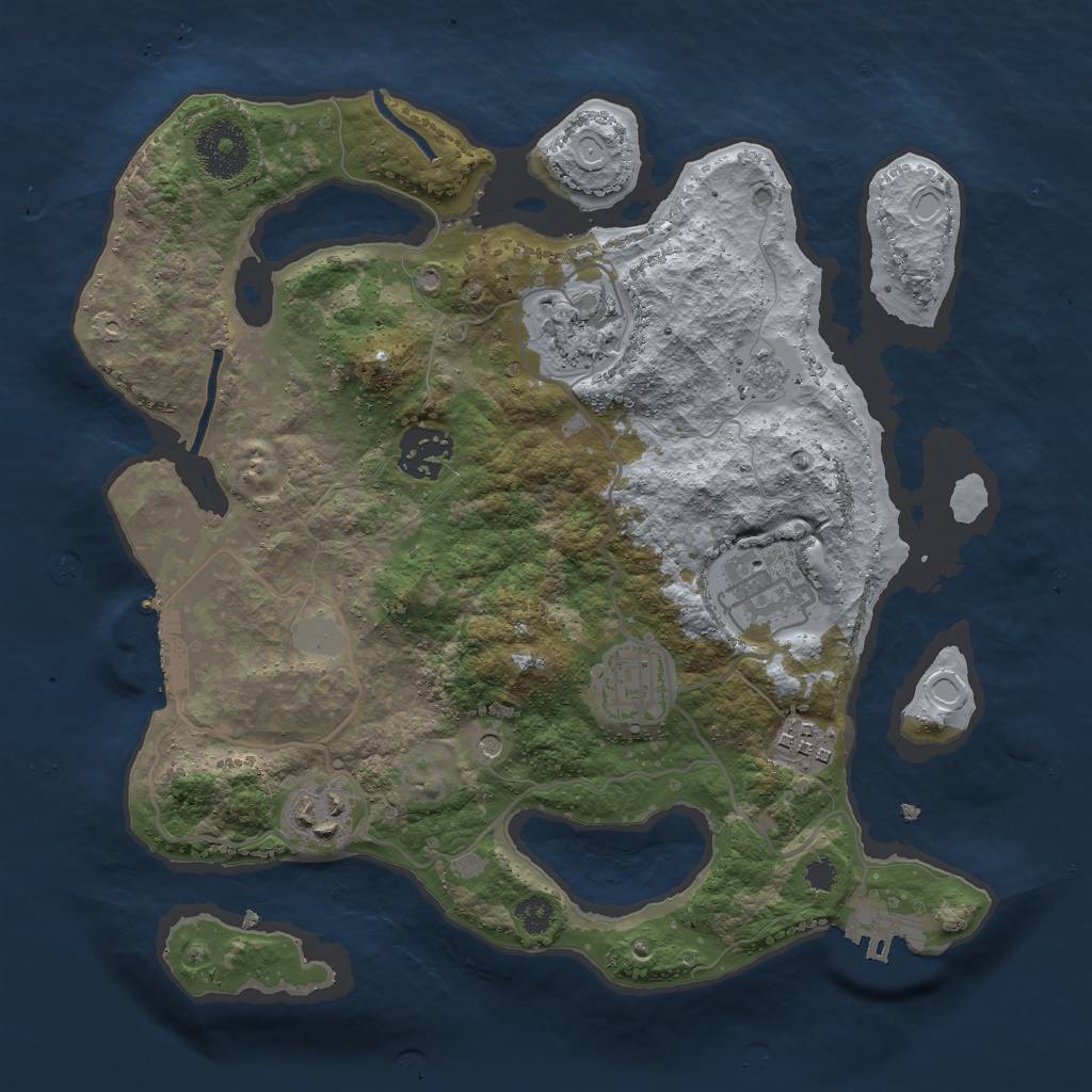 Rust Map: Procedural Map, Size: 3000, Seed: 35874, 15 Monuments