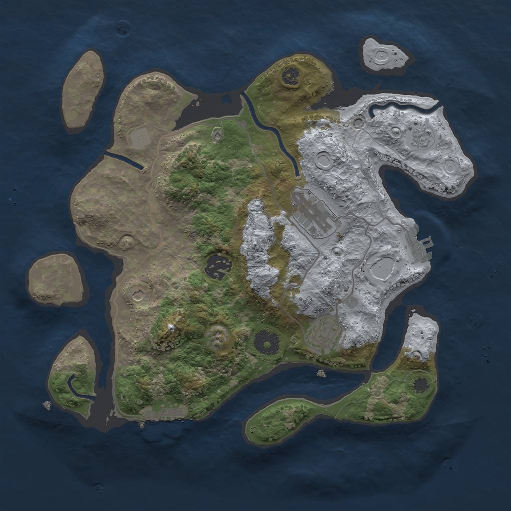 Rust Map: Procedural Map, Size: 3000, Seed: 84889, 12 Monuments