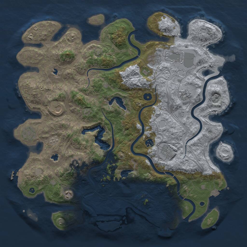 Rust Map: Procedural Map, Size: 4500, Seed: 279535534, 16 Monuments