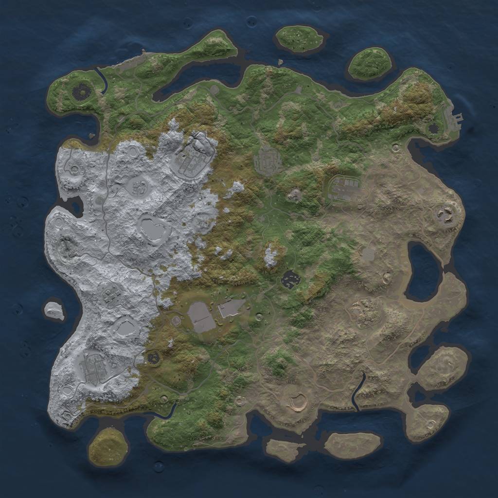 Rust Map: Procedural Map, Size: 4200, Seed: 1516, 19 Monuments